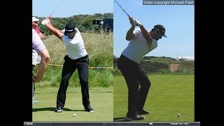 Jon Rahm golf swing  Long Iron faceon amp downtheline July 2017 [upl. by Eimam]