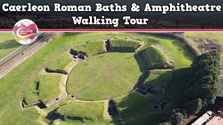 CAERLEON ROMAN BATHS amp AMPHITHEATRE WALES  Walking Tour  Pinned on Places [upl. by Lakin]