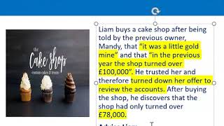 How to apply misrepresentation Liam cupcake scenario [upl. by Eibba]