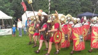 Roman Reenactment at the Amphitheatre in Caerleon Marching In [upl. by Eidnew609]